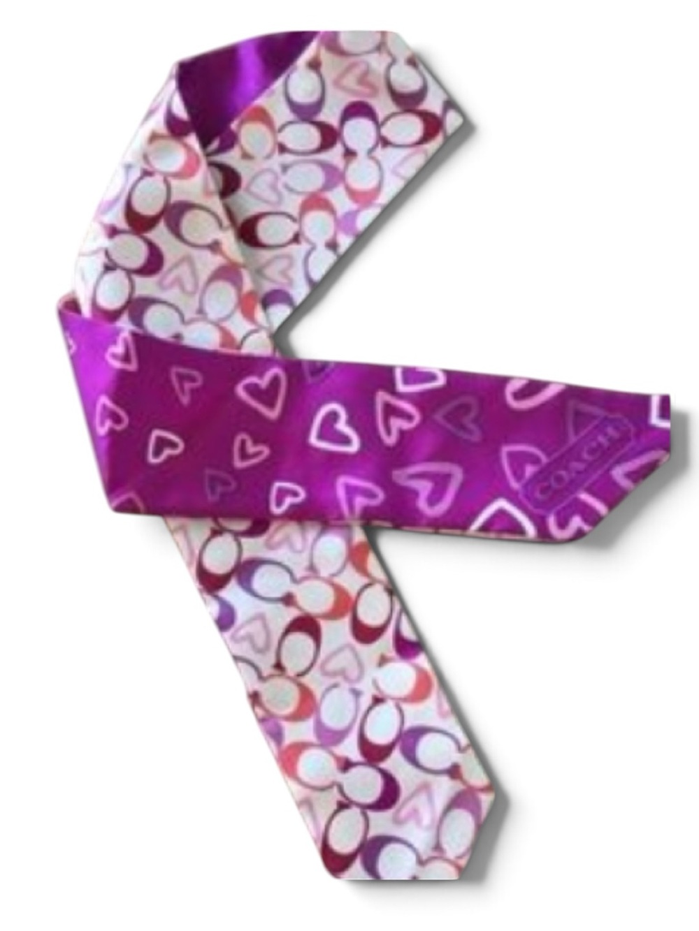 Coach silk reversible skinny hearts scarf neck scarf bag scarf